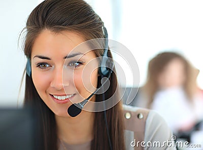 Female customer support operator Stock Photo