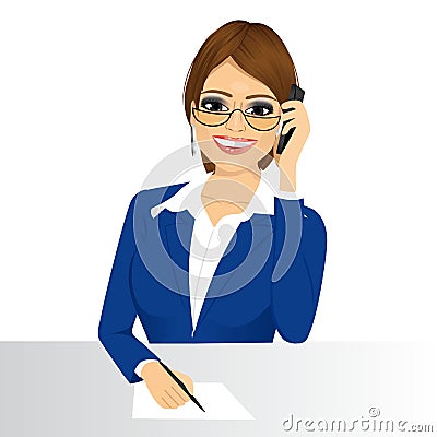 Female customer support phone operator Vector Illustration