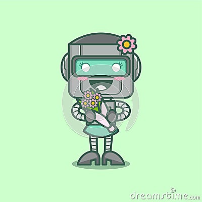 cute robot feminime Vector Illustration