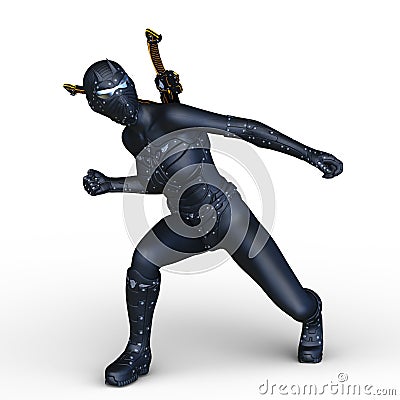 Female cyborg fencer Stock Photo