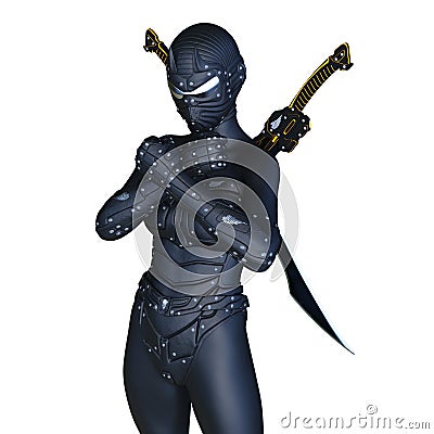 Female cyborg fencer Stock Photo