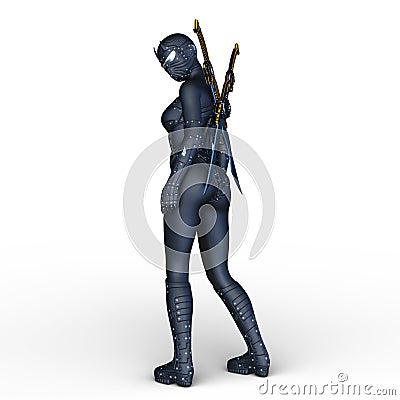 Female cyborg fencer Stock Photo