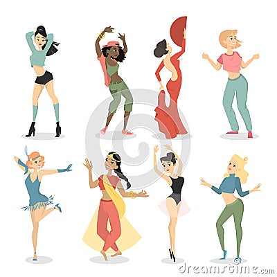 Female dancers set. Vector Illustration