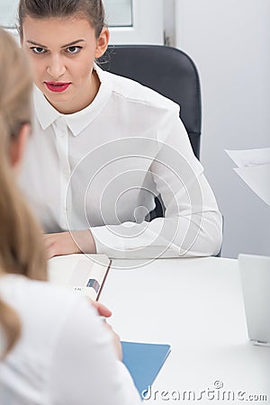 Female demanding boss Stock Photo