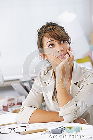 Female designer thinking Stock Photo