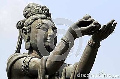 Female disciple statue at Big Buddha, Lantau Island, Hong Kong Stock Photo