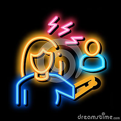 female discussion and conviction neon glow icon illustration Vector Illustration