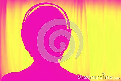 Female DJ deejay woman headphones Stock Photo