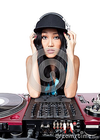 Female DJ posing for a photo Stock Photo