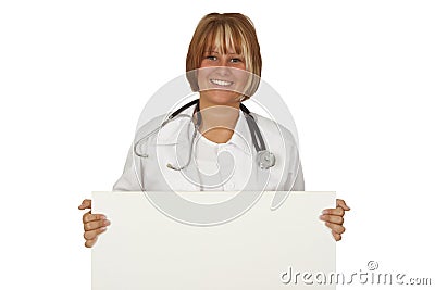 Female doctor with a banner Stock Photo