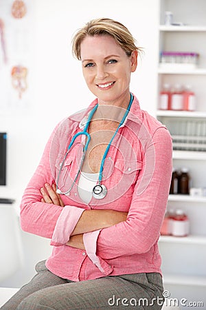 Female doctor in consulting room Stock Photo