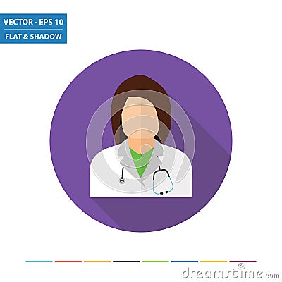 Female doctor flat icon Vector Illustration