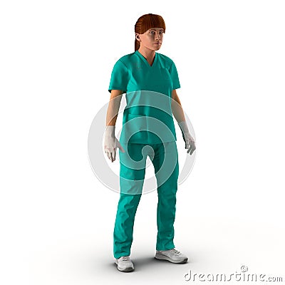 Female doctor full length portrait on white 3D Illustration Stock Photo