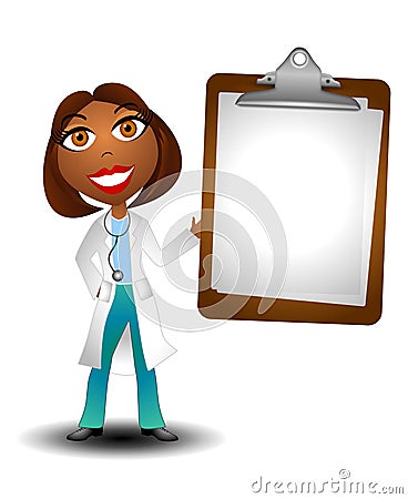Female Doctor Holding Blank Chart 2 Cartoon Illustration