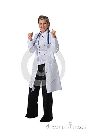 Female doctor holding fists Stock Photo