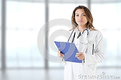 Female Doctor Holding a Pad Stock Photo