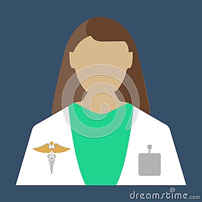 Female Doctor. Medical object flat icon. Vector Illustration. Vector Illustration
