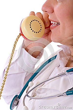 Female doctor on the phone - closeup Stock Photo