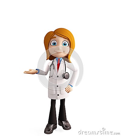 Female doctor with presentation pose Cartoon Illustration