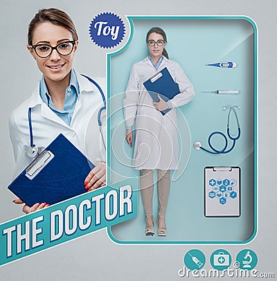 The female doctor realistic doll Stock Photo