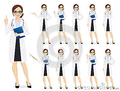 Female doctor set Vector Illustration
