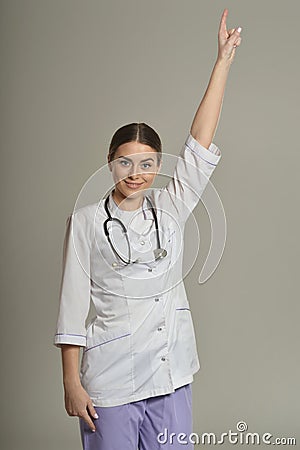 Female doctor shows Stock Photo