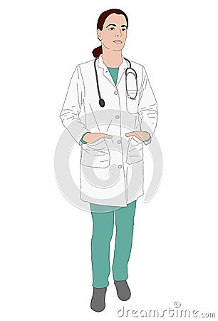 Female doctor standing illustration Vector Illustration