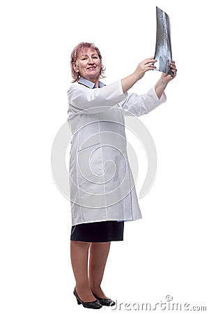 female doctor with an x-ray . isolated on a white Stock Photo