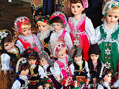 Female Dolls Wearing Traditional Romanian Dresses, Romania Editorial Stock Photo