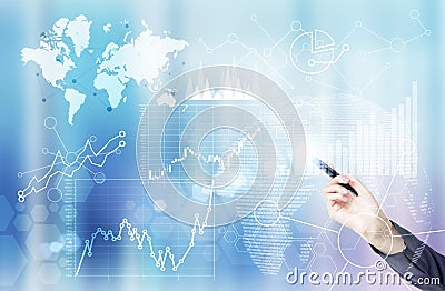 Female drawing business charts Stock Photo