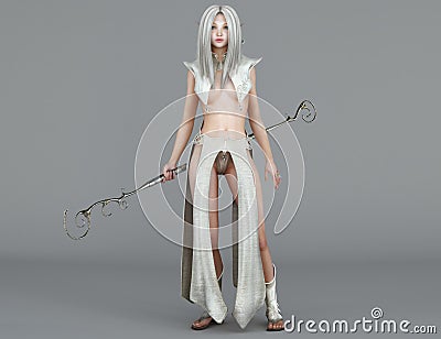 Female elf Mage with blue eyes Stock Photo