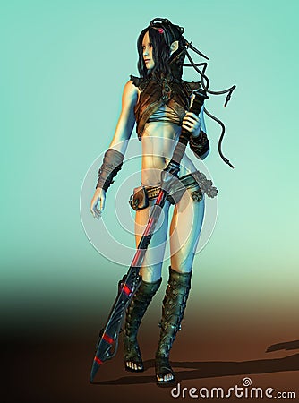 Female Elven Warrior, 3d CG Stock Photo
