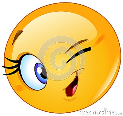 Female emoticon winking Vector Illustration