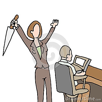 Female employee backstabbing co-worker Vector Illustration