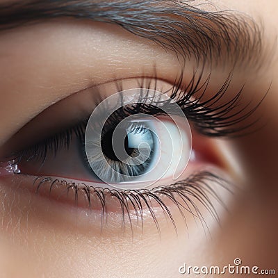 Female eye with long eyelashes close up Stock Photo