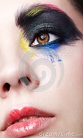 Female eye with unusual artistic painting makeup Stock Photo