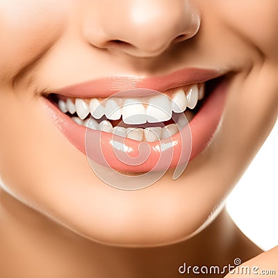 a female face. beautiful cute smile with very clean perfect teeth Stock Photo