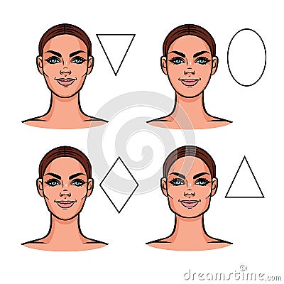 Female face of various types of appearance Vector Illustration