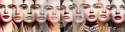 Female faces. collage of beautiful women Stock Photo