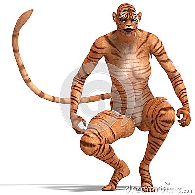 Female Fantasy Figure Tiger Stock Photo
