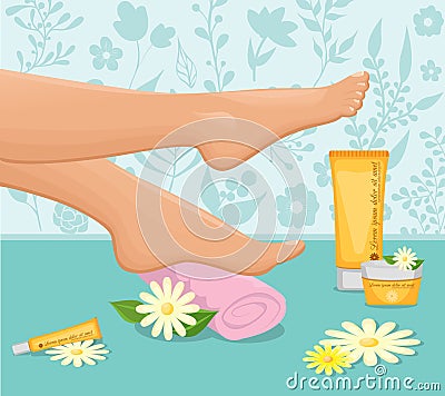 Female Feet Spa Concept Vector Illustration