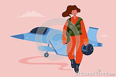 Female fighter pilot at work Vector Illustration