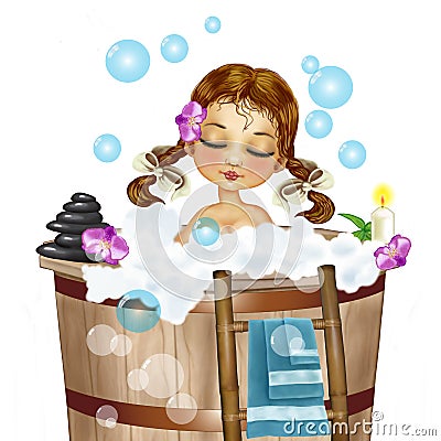 Female figure takes a bath Stock Photo