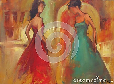 Female figures handmade painting Stock Photo