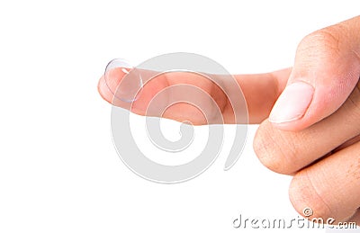 Female Finger Holding Contact Lens II Stock Photo