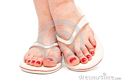 Female foot in a thongs Stock Photo