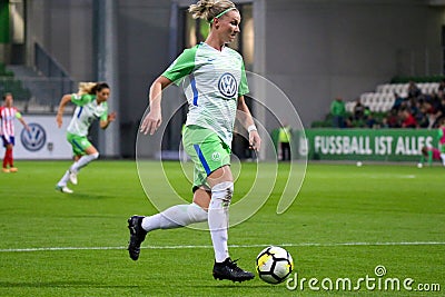 Female footballer Alexandra Popp in action during UEFA Women`s Champions League Editorial Stock Photo