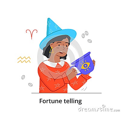 Female fortune teller concept Vector Illustration