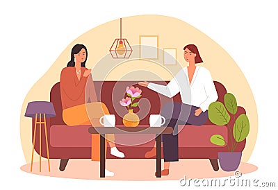 Female friends at home Vector Illustration