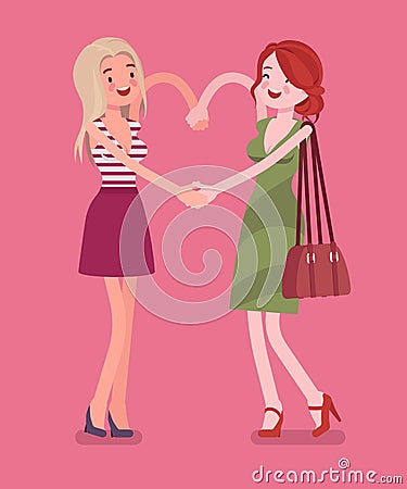 Female friendship hand heart gesture Vector Illustration